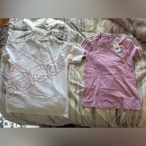 (2) Adidas T Shirts Pink and White BNWT